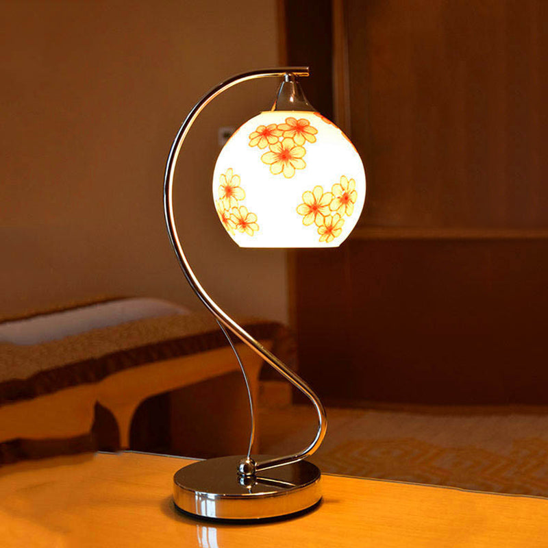 Lampada da comodino in vetro a cupola Lampada da tavolo contemporanea a 1 testa per camera da letto