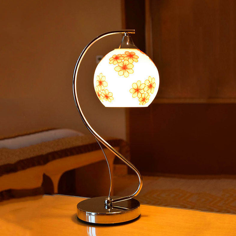 Lampada da comodino in vetro a cupola Lampada da tavolo contemporanea a 1 testa per camera da letto