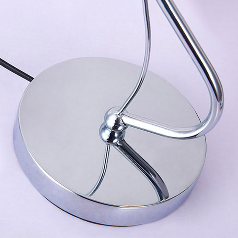 Chrome Gooseneck Table Lamp Minimalist 1-Light Metal Nightstand Light with Ball White Glass Shade