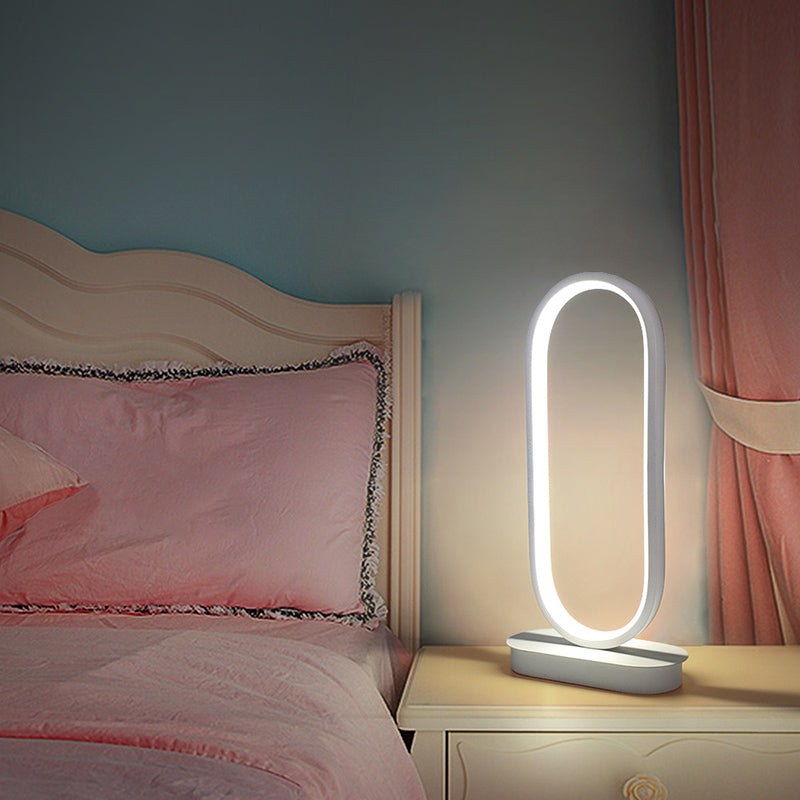 Table de nuit en acrylique elliptique légère lampe de chevet nordique LED pour chambre à coucher