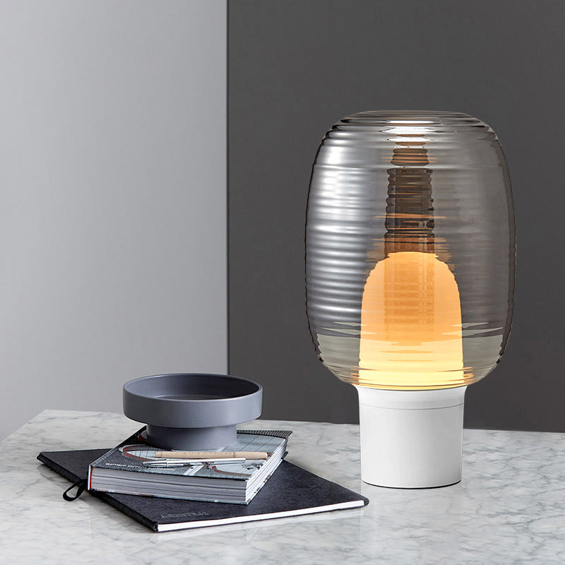 Postmodern Capsule Shade Table Lamp Glass 1 Head Bedroom Nightstand Light