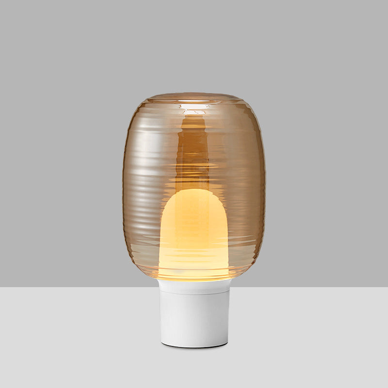 Postmodern Capsule Shade Table Lamp Glass 1 Head Bedroom Nightstand Light