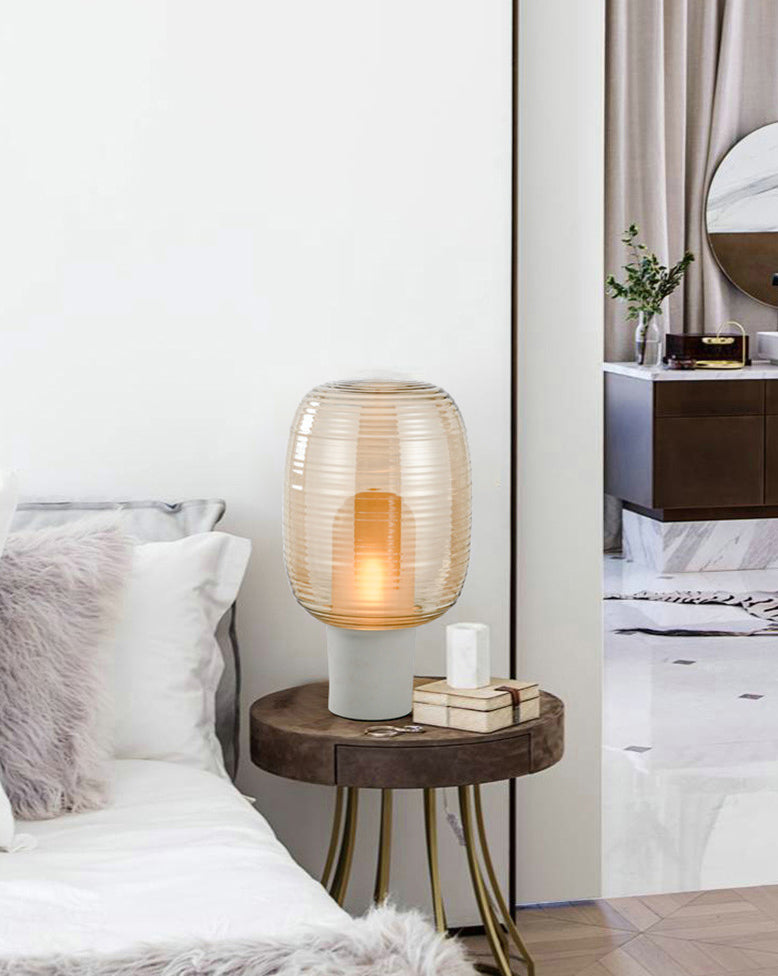 Postmodern Capsule Shade Table Lamp Glass 1 Head Bedroom Nightstand Light