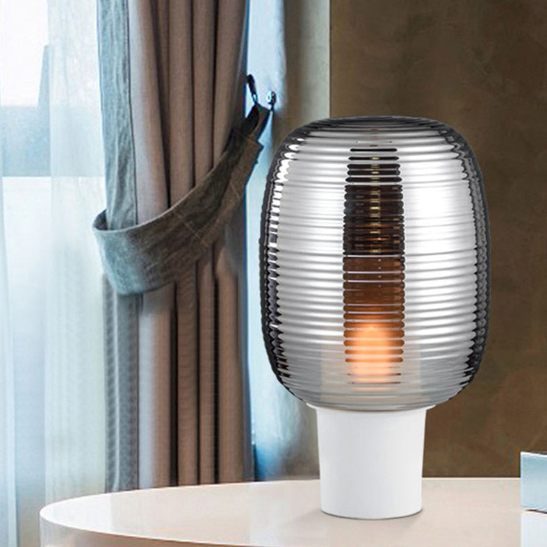 Postmodern Capsule Shade Table Lamp Glass 1 Head Bedroom Nightstand Light
