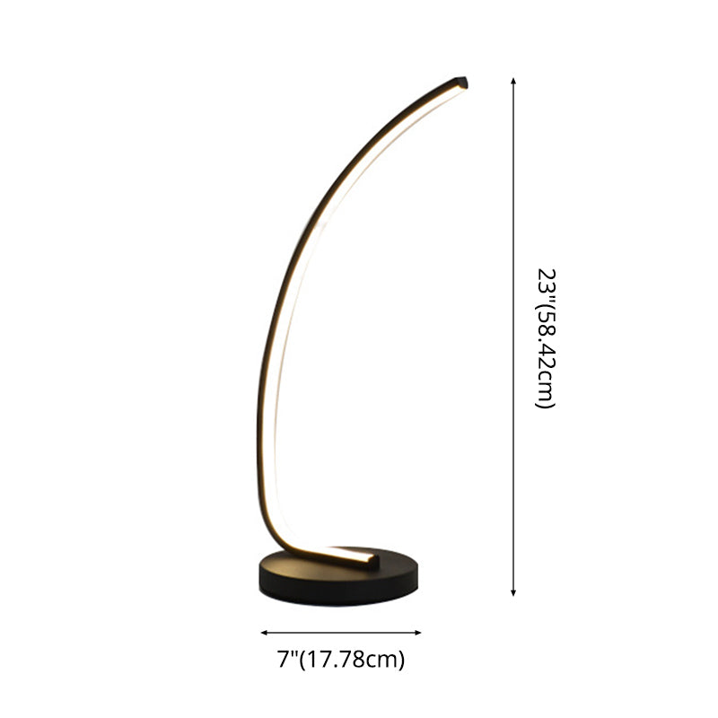 Bend Shape Metal Nightstand Lamp Minimalist Black LED Table Light in 3 Color Light