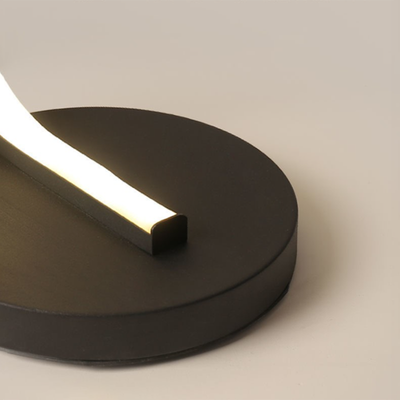 Bend Shape Metal Nightstand Lamp Minimalist Black LED Table Light in 3 Color Light