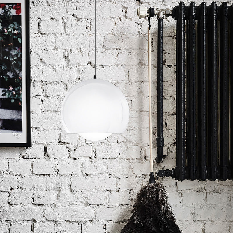 Sphere Pendant Light Minimalist Opal Glass 1 Light Restaurant Ceiling Suspension Lamp