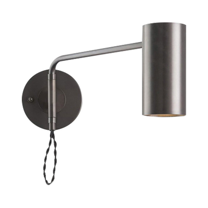 Contemporary 1 Bulb Wall Lighting Black/Brass Cylinder Wall Light Sconce with Metal Shade for Bedroom
