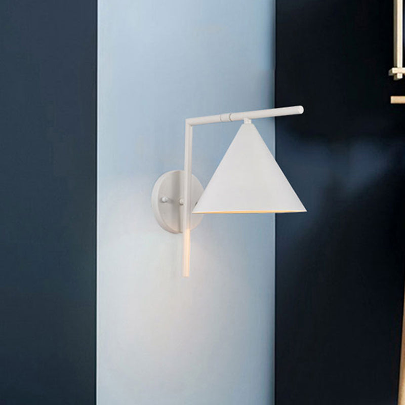 Conical Wall Sconce Lighting Contemporary Metal 1 Head Black/White/Gold Wall Light for Bedroom
