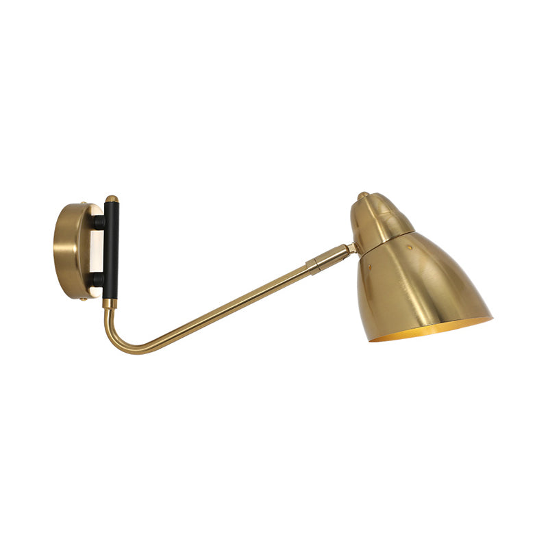 1 Glühbirnenschlafzimmer Leuchte Licht zeitgenössische goldene Wandmontage mit Kuppelmetallschatten