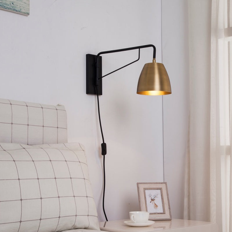 Metal Dome Wall Lighting Fixture Contemporary 1 Bulb Brass Sconce Light for Bedroom
