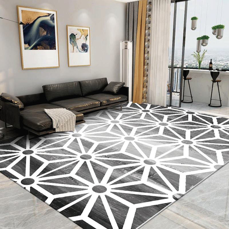 Creative Geometric Indoor Carpet Rug Living Room Washable Polyster Carpet with Non-Slip Backing