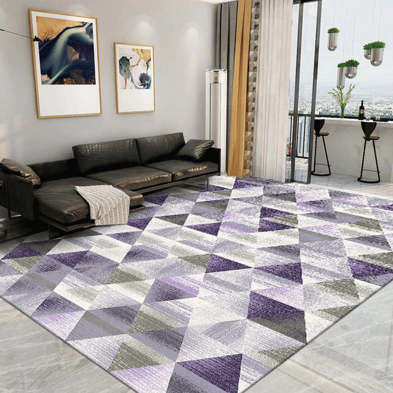 Modern Indoor Rug Geometric Contrast Panel Rug Polyester Non-Slip Area Carpet for Living Room