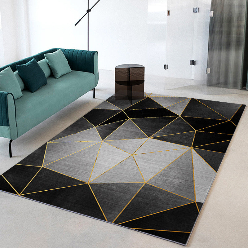 Leisure Indoor Rug Geometric Patchwork Modern Area Rug Polyester Anti-Slip Carpet for Living Room