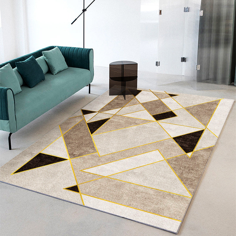 Leisure Indoor Rug Geometric Patchwork Modern Area Rug Polyester Anti-Slip Carpet for Living Room