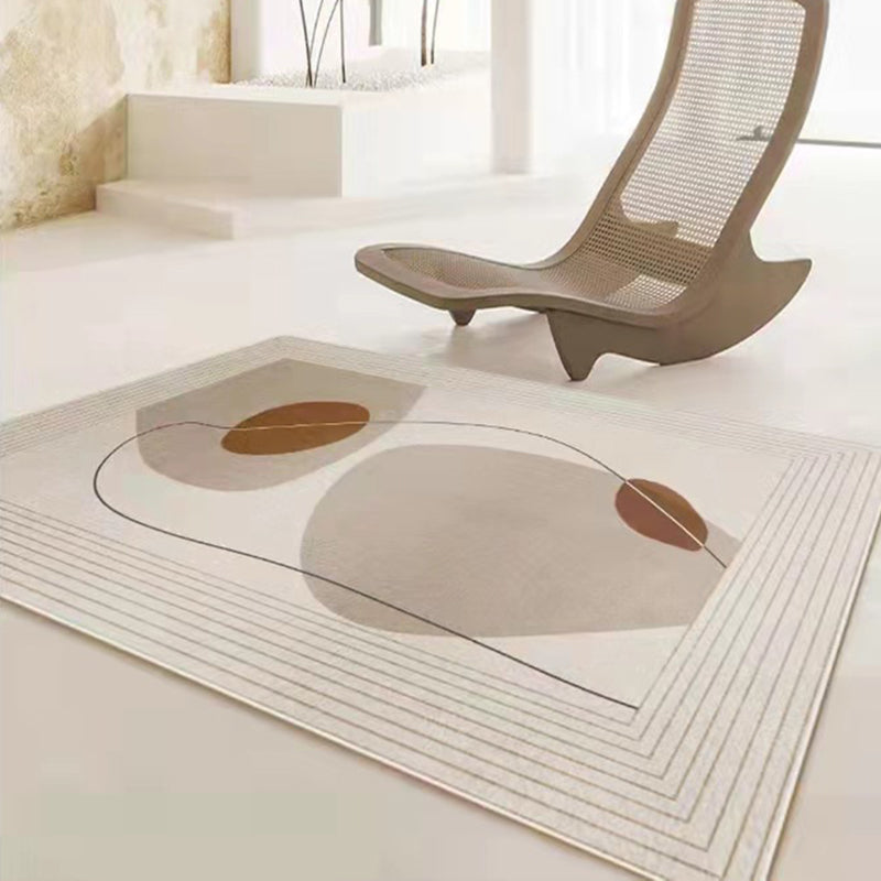 Dark Grey Modern Rug Polyester Striped Area Rug Non-Slip Backing Rug for Drawing Room