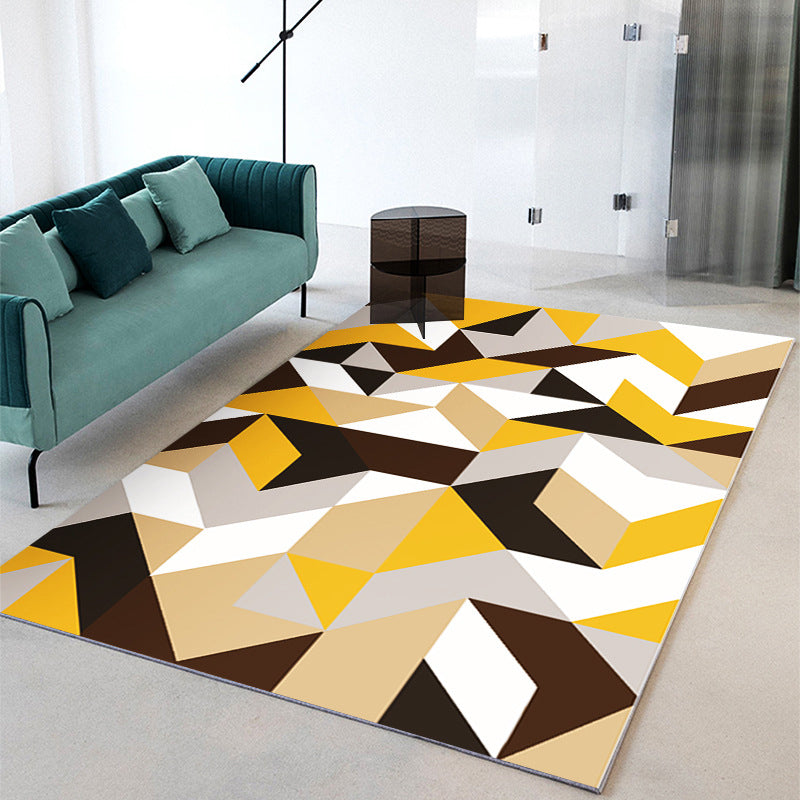 Classic Indoor Rug Geometry Pattern Modern Rug Polyester Stain Resistant Area Carpet for Living Room