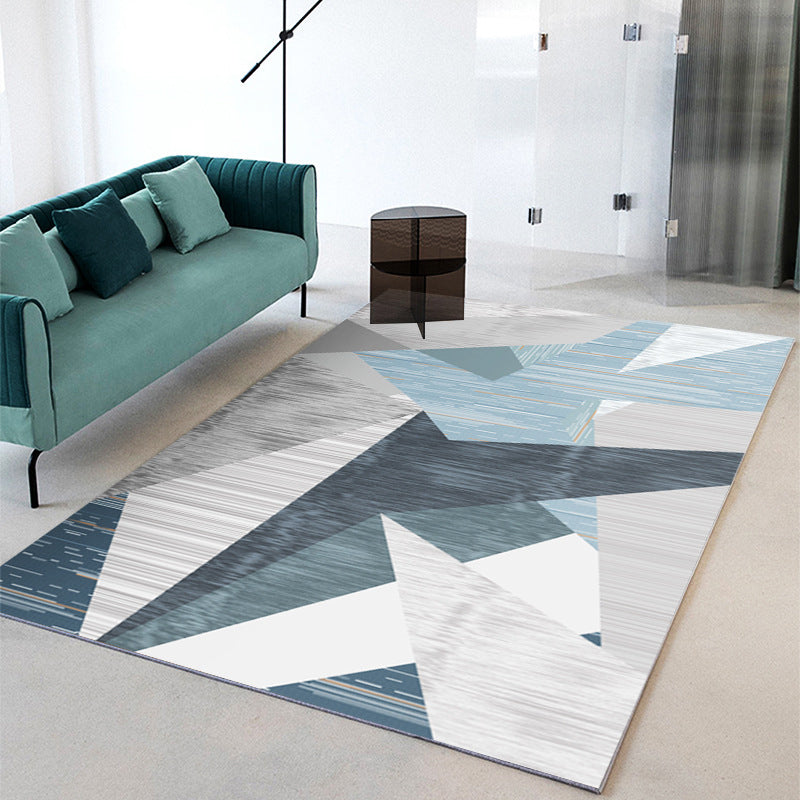 Fancy Geometric Area Rug Polyster Indoor Rug Washable Living Room Carpet with Non-Slip Backing