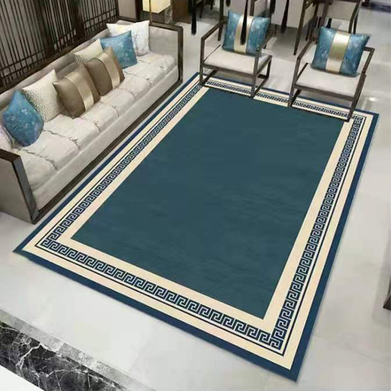 Schwarzer orientalischer Teppich Polyester Grafikbereich Teppich nicht rutschfestem Teppich für Wohnzimmer