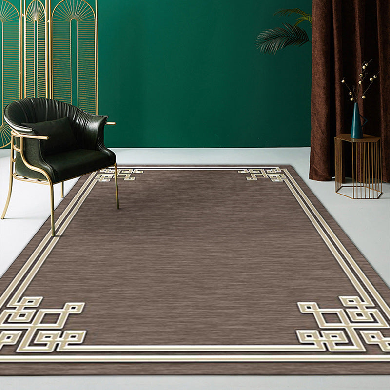Schwarzer orientalischer Teppich Polyester Grafikbereich Teppich nicht rutschfestem Teppich für Wohnzimmer