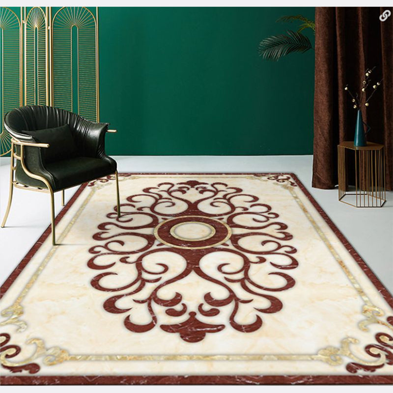 Schwarzer orientalischer Teppich Polyester Grafikbereich Teppich nicht rutschfestem Teppich für Wohnzimmer