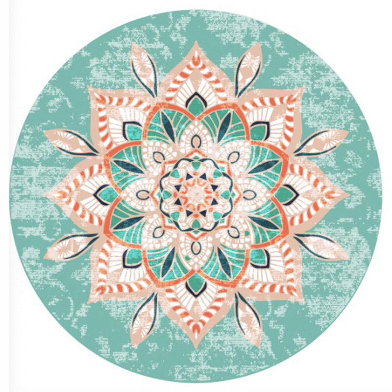 Stylish Green Bohemian Carpet Polyester Americana Pattern Area Rug Non-Slip Rug for Home Decor