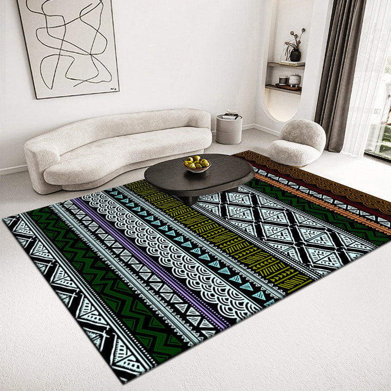 Navy Living Room Area Rug Bohemian Americana Print Carpet Anti-Slip Backing Rug