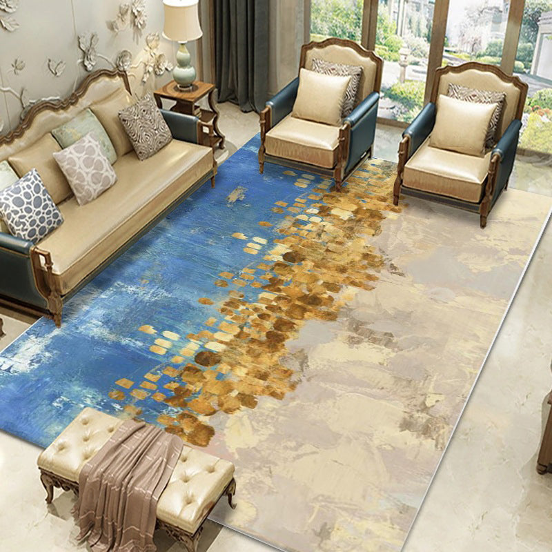 Contemporary Indoor Rug Abstract Pattern Carpet Polyester Stain Resistant Area Rug for Living Room