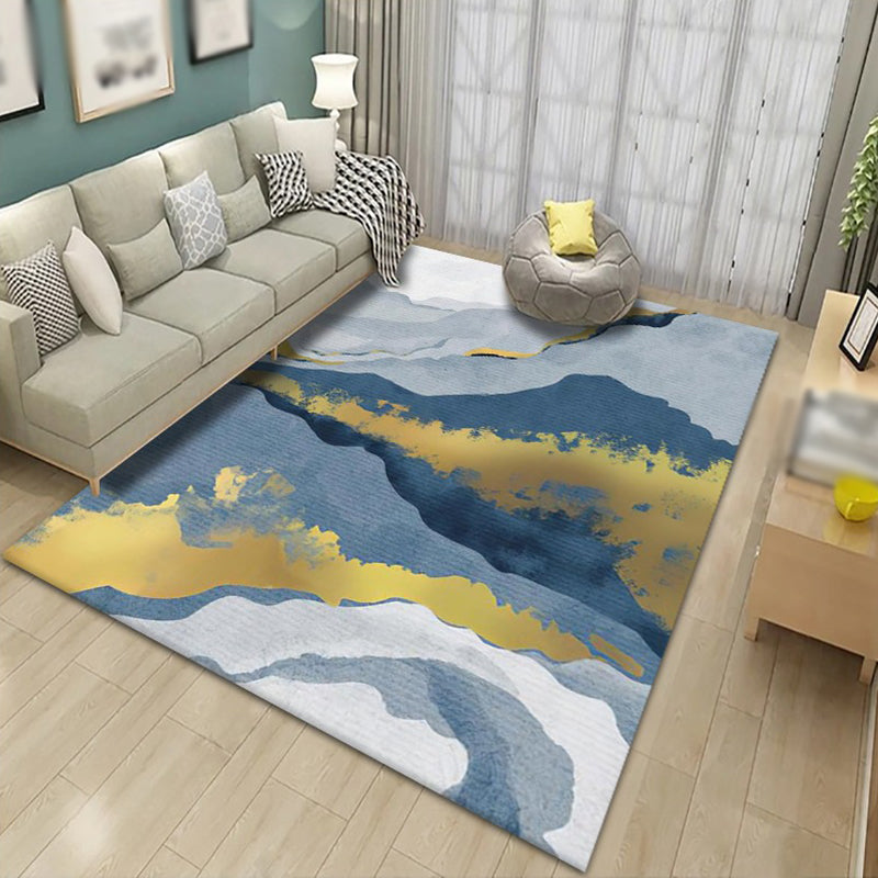 Contemporary Indoor Rug Abstract Pattern Carpet Polyester Stain Resistant Area Rug for Living Room