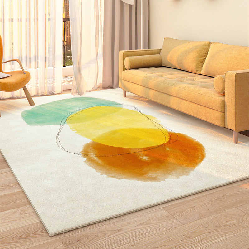 Yellow Modern Rug Polyester Circle Area Rug Non-Slip Backing Indoor Rug for Living Room