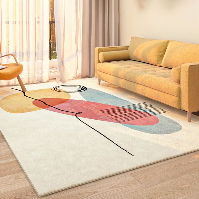 Yellow Modern Rug Polyester Circle Area Rug Non-Slip Backing Indoor Rug for Living Room