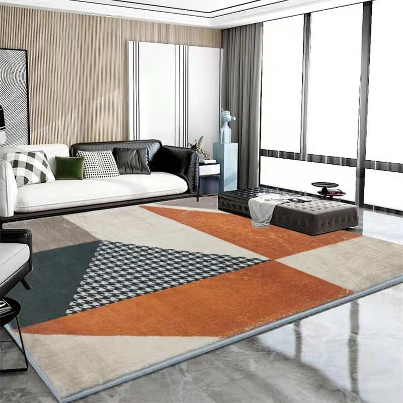 Luxury Houndstooth Print Carpet Polyester Area Rug Non-Slip Backing Indoor Carpet for Living Room