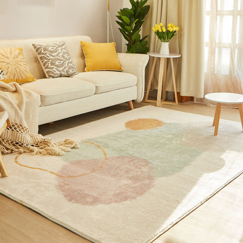 Yellow Modern Carpet Polyester Graphic Area Rug Non-Slip Backing for Living Room