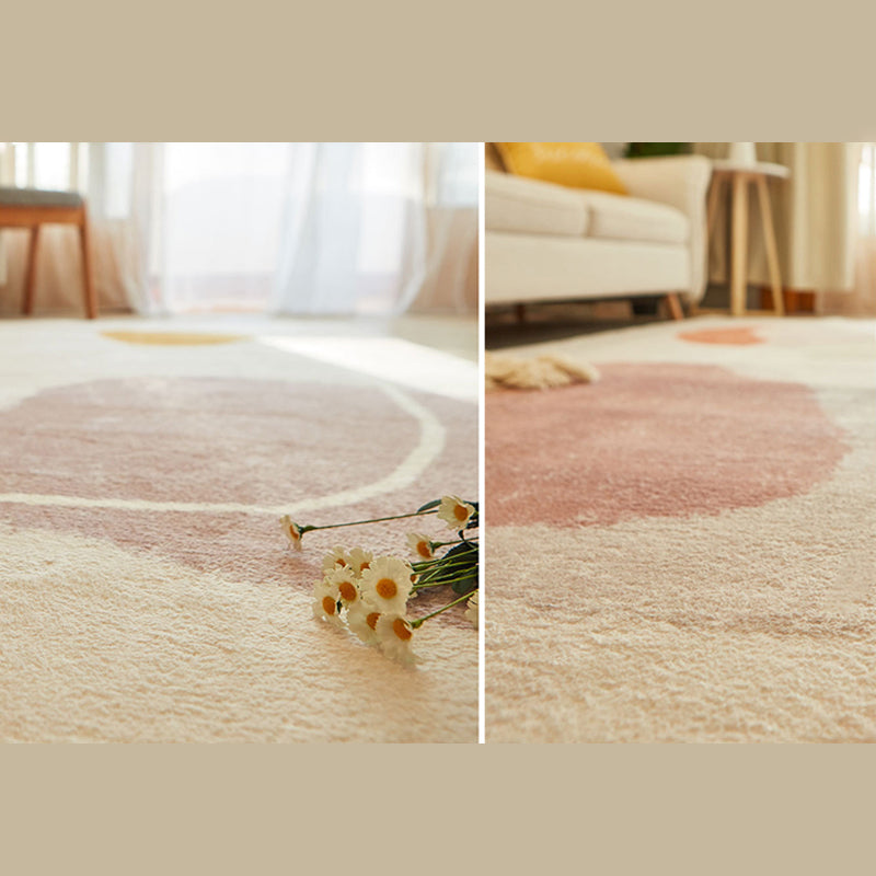 Yellow Modern Carpet Polyester Graphic Area Rug Non-Slip Backing for Living Room