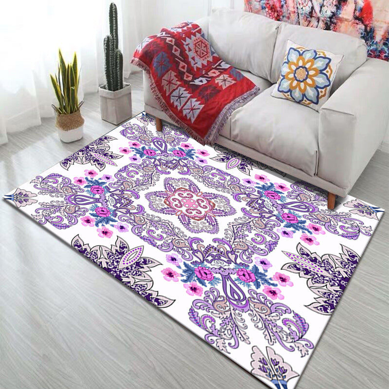 Rapis bohème jaune Polyester Flowers Area Rapis Nom-Slip Backing Tapis pour salon