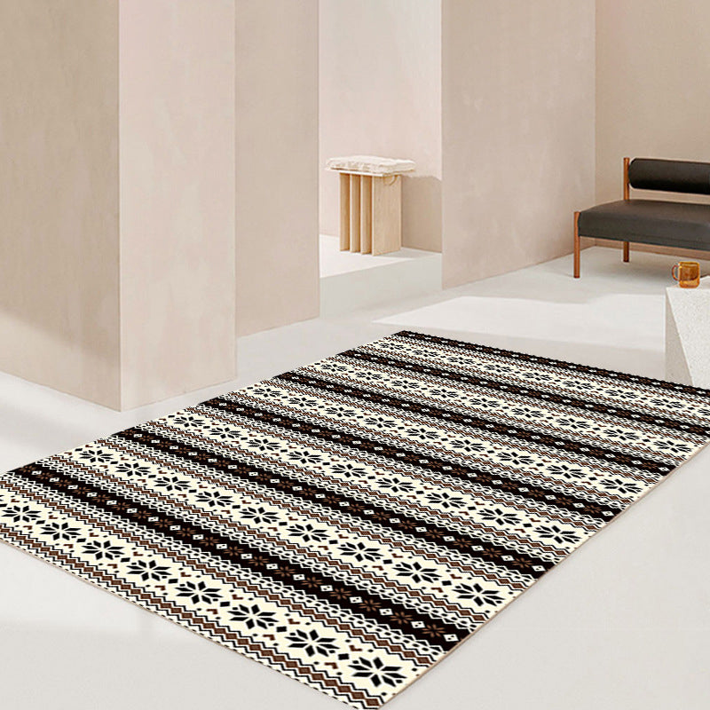 Tapis traditionnel Carpet Retro Symboles tribaux Tapis Polyester Decor Decor Tapis avec un support antidérapant