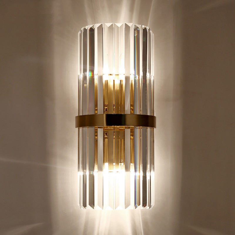 Luce murale cilindrica cristallina nella moderna lampada da parete a 2 luci di elettroplate in stile creativo