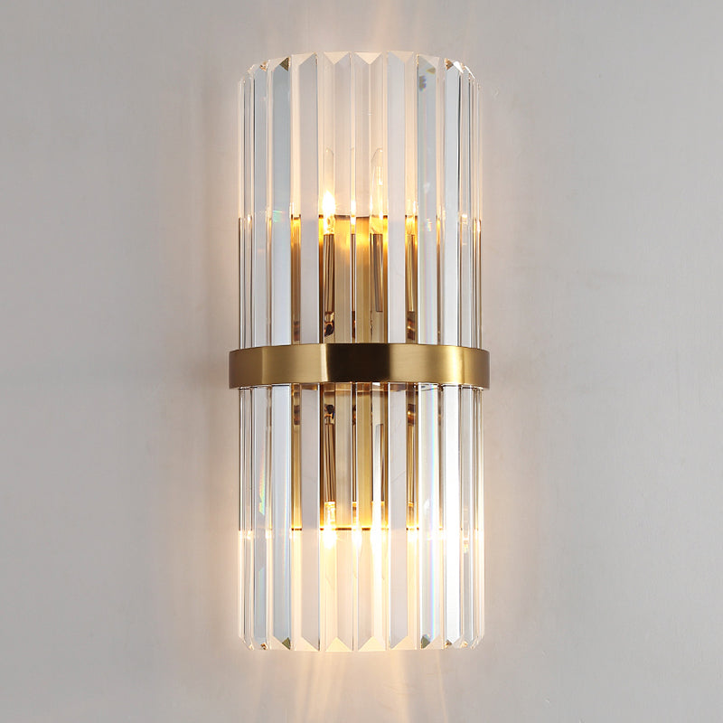 Luce murale cilindrica cristallina nella moderna lampada da parete a 2 luci di elettroplate in stile creativo
