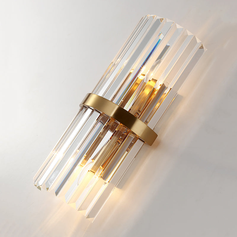 Luce murale cilindrica cristallina nella moderna lampada da parete a 2 luci di elettroplate in stile creativo