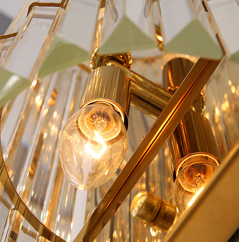 Diconce de pared de oro de acero inoxidable en una lámpara de pared cilíndrica de cristal de estilo romántico moderno para dormitorio