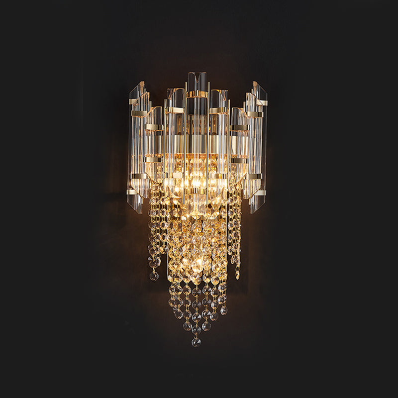 Lampada da parete in oro in acciaio al carbonio in moderna luce murale geometrica cristallina in stile di lusso per spazi interni