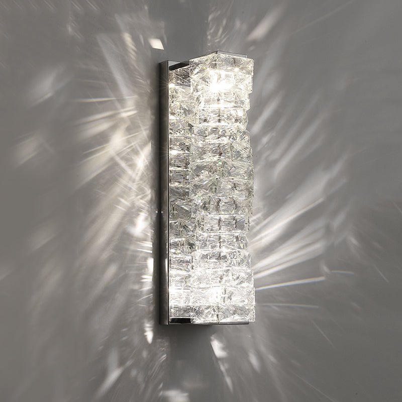 Lámpara de pared de acero inoxidable de pared LED rectangular moderna de lujo con sombra de cristal