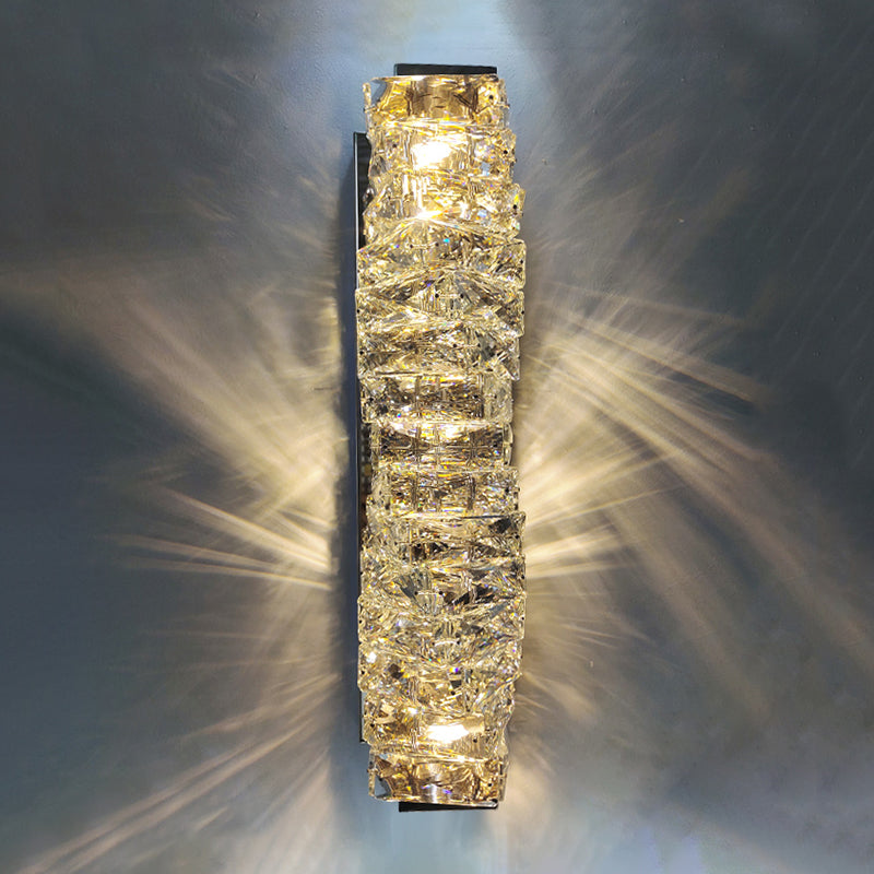 Lámpara de pared de acero inoxidable de pared LED rectangular moderna de lujo con sombra de cristal