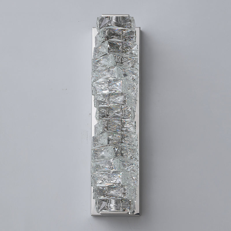 Lámpara de pared de acero inoxidable de pared LED rectangular moderna de lujo con sombra de cristal
