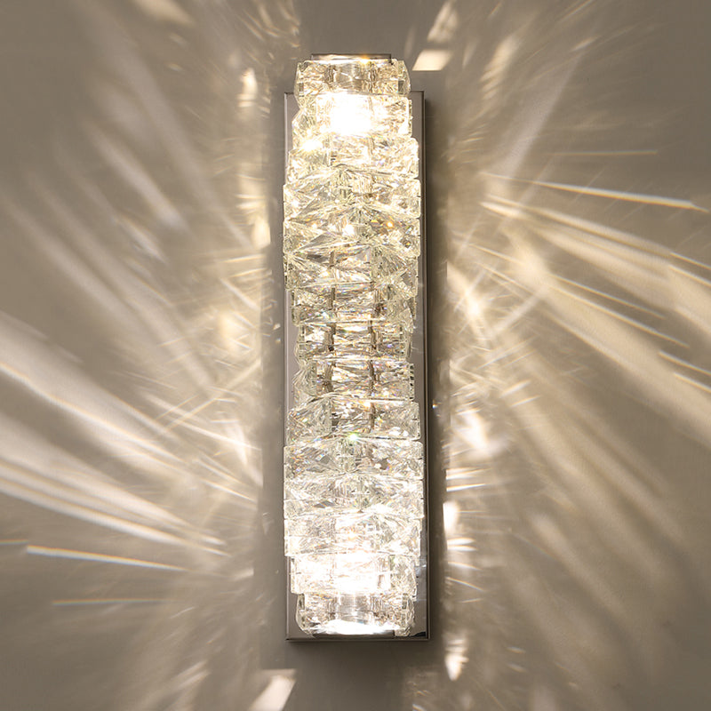 Lámpara de pared de acero inoxidable de pared LED rectangular moderna de lujo con sombra de cristal