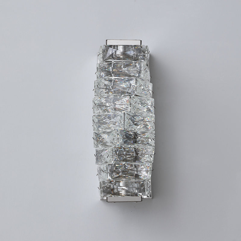 Lámpara de pared de acero inoxidable de pared LED rectangular moderna de lujo con sombra de cristal