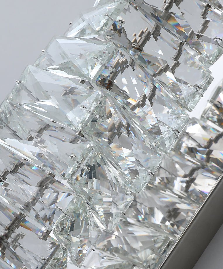 Lámpara de pared de acero inoxidable de pared LED rectangular moderna de lujo con sombra de cristal