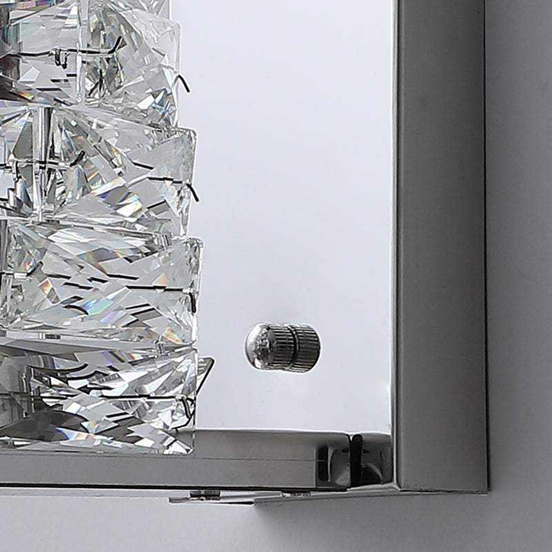 Lámpara de pared de acero inoxidable de pared LED rectangular moderna de lujo con sombra de cristal