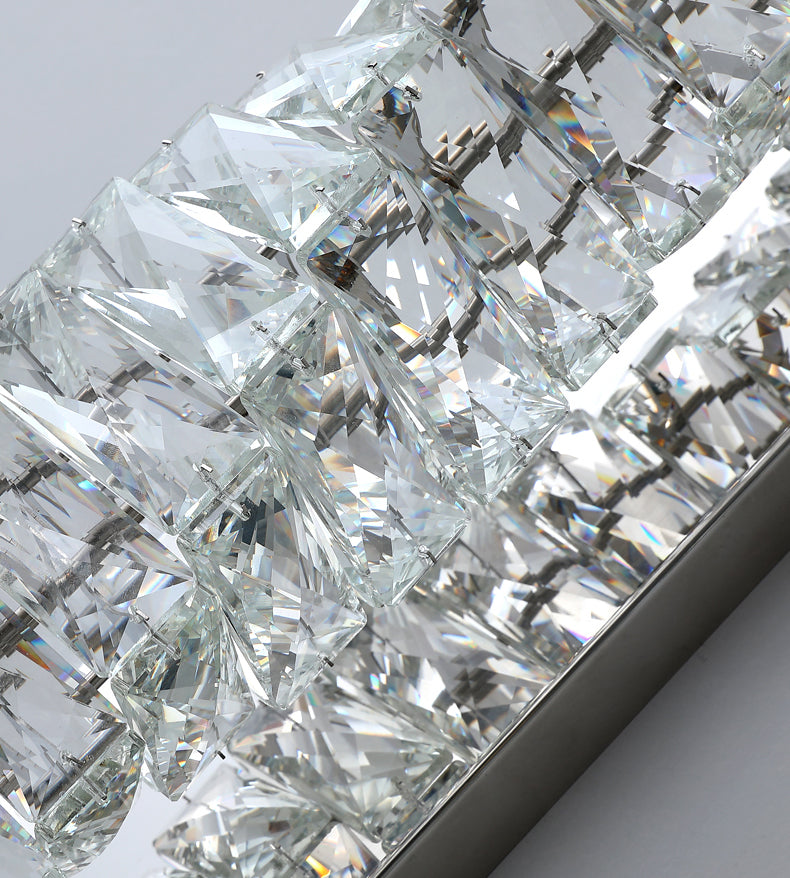 Lámpara de pared de acero inoxidable de pared LED rectangular moderna de lujo con sombra de cristal