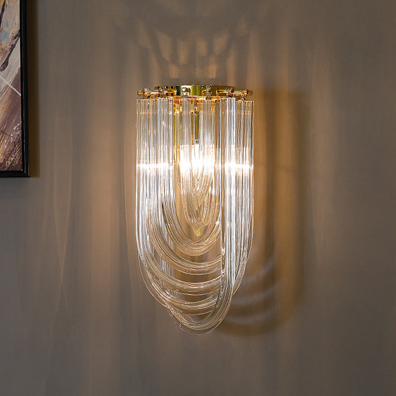 Lámpara de pared de oro de acero al carbono en moderna luz de pared de cristal de estilo de lujo para espacios interiores